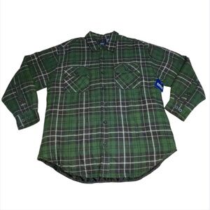 Vtg Y2K BASIC EDITIONS Quilt Lined Flannel Work Shirt Jacket Shacket Medium New